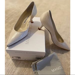 White Snakeskin Manolo Blahniks